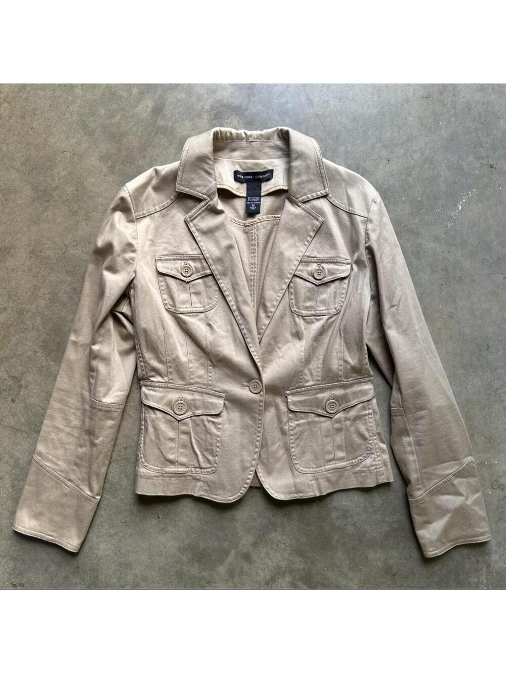 New York & Company tan cotton blazer size 10
